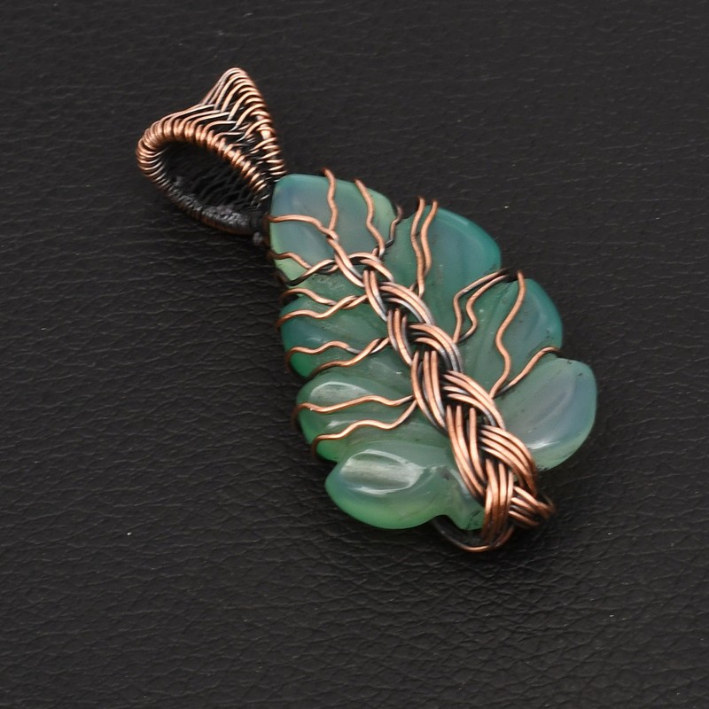 Tree Of Life Botswana Agate Gemstone Copper Wire Pendant Jewelry 1.92" AP-37974