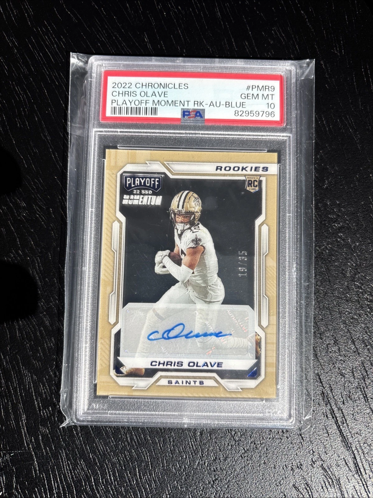 Chris Olave Panini Chronicles Playoff Momentum Rookies #PMR9 Autograph-Blue