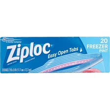 Ziploc 1 Pt. Double Zipper Freezer Bag (20-Count) 00399 Pack of 12 Ziploc 00399