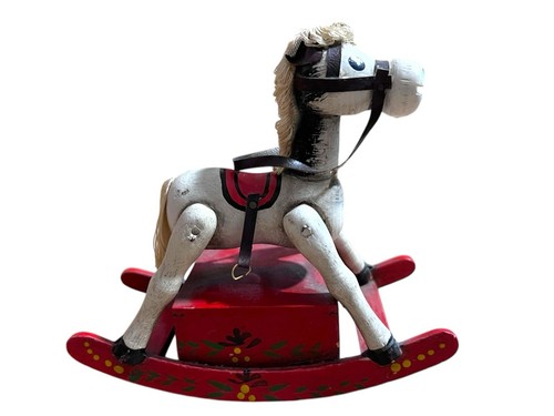 1980 ENESCO Vintage Music Box Wooden Rocking Horse Plays 'Yankee Doodle' Works - Picture 4 of 10