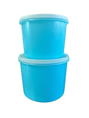 Vintage ACTION Ind. Inc. 4 Piece Set Storage Containers Light Blue USA Made MCM