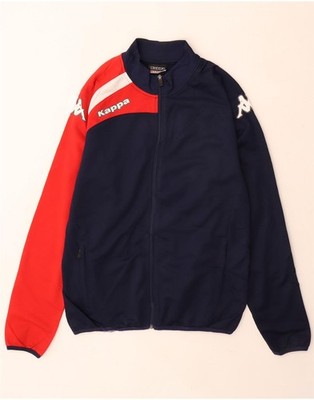 Kappa Mens Graphic Tracksuit Top Jacket Medium Navy Blue Colourblock AO04