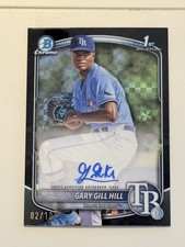 Bowman 2024 Chrome Black Refractor Xfactor Auto Gary Gill Hill 02/10 Rays