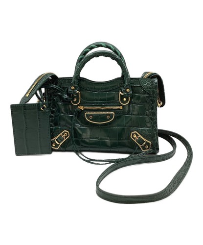 BALENCIAGA Shoulder Bag Classic Nano City Green From Japan