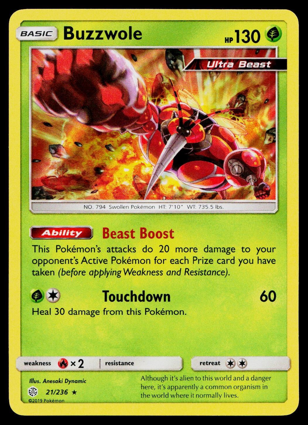 Buzzwole 21/236 Holo Rare Cosmic Eclipse Pokemon