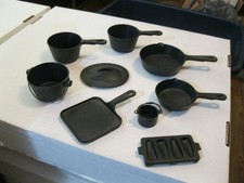 Lot of 9 Aluminum Specialty 1970's Plastic Toy Kitchen Cooking Items