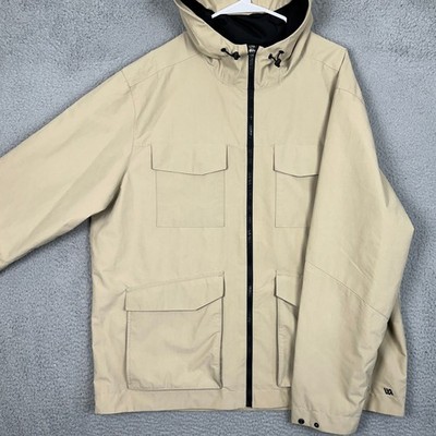 VRST Jacket Mens XL Tan Beige Field Hooded Full Zip Utility Flap Pockets Outdoor