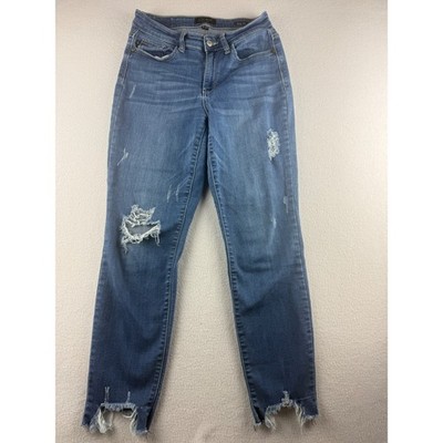 Judy Blue Slim Fit Distressed Jeans  Shark Bite Hem Size 5/27 JB82403DK