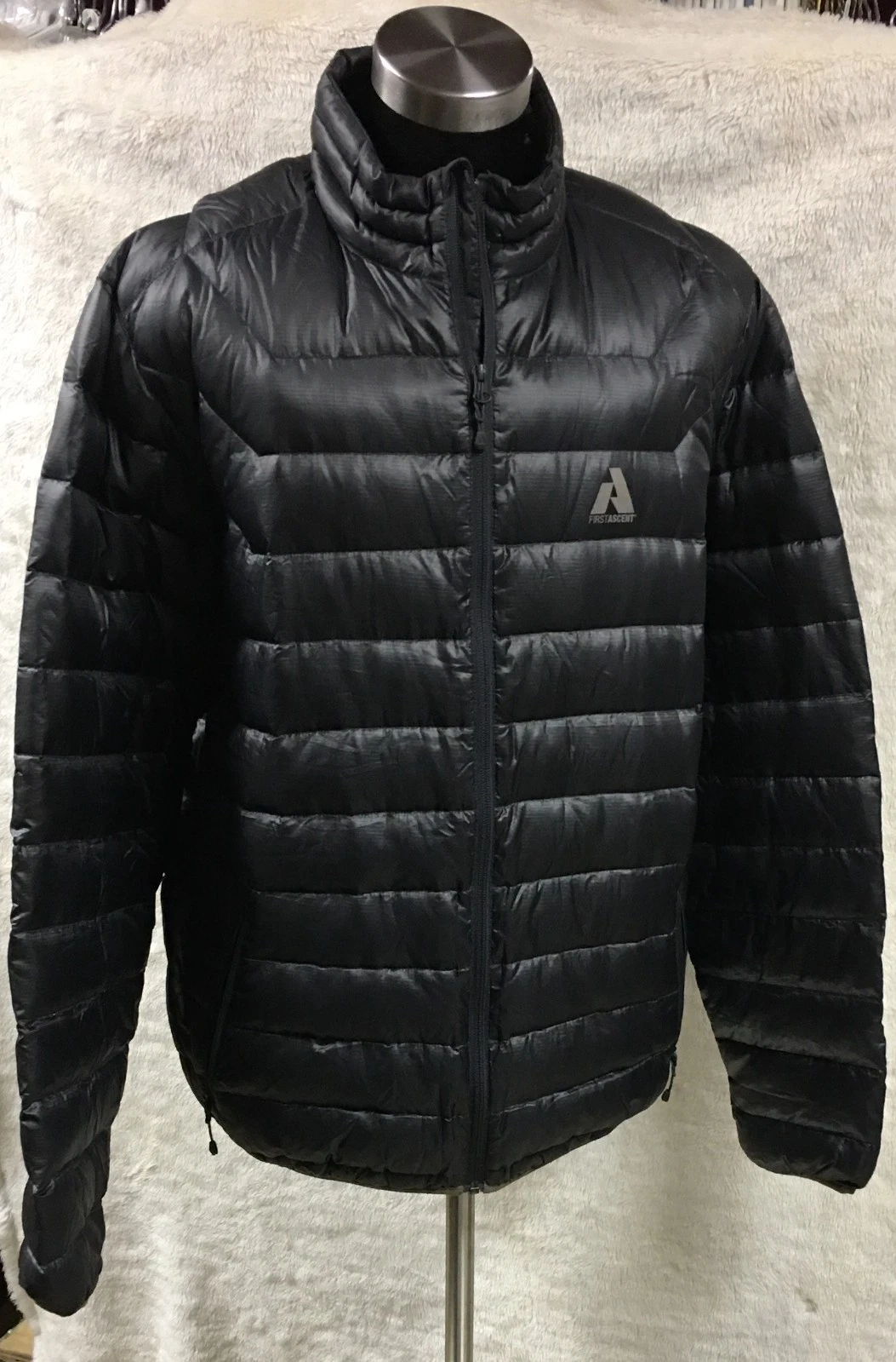 Eddie Bauer Grey Men L Full Zip Lightweight Packable Quilted Down Puffer Jacket