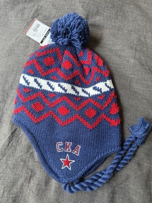 Reebok SKA St Petersburg KHL Tassel Knit Hat Beanie Earflap Pom NWT