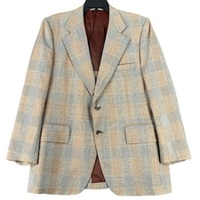 Vintage 60s Ratner Clothes Blazer Mens 42 Brown Plaid Two Button USA Made
