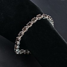 925 Sterling Silver Genuine Smoky Quartz Gemstone Bracelet Jewelry Mother's Gift