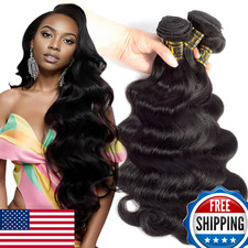 QTHAIR 16A Brazilian Virgin Body Wave Human Hair 12 14 16" Natural Black 300g