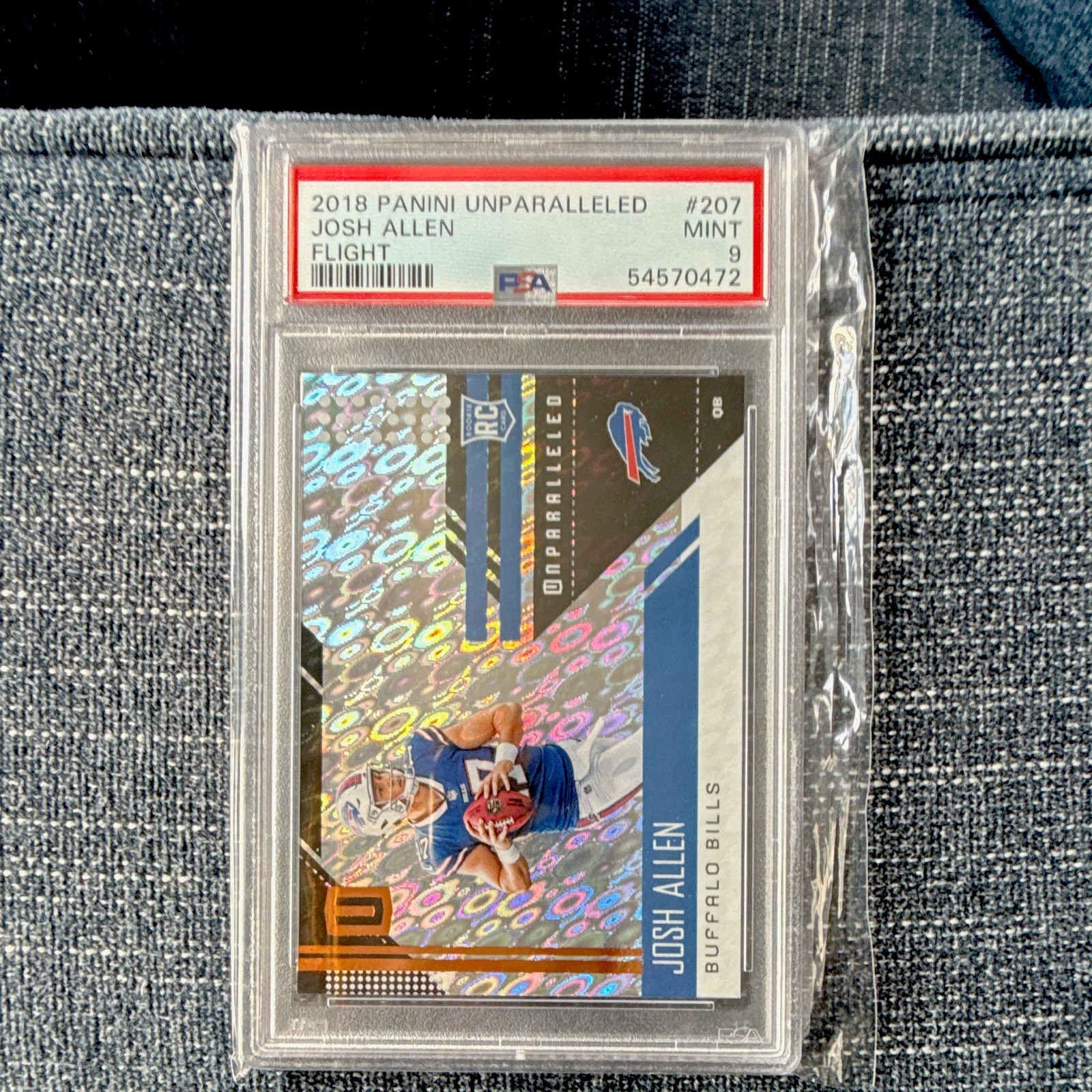 2018 PANINI UNPARALLELED JOSH ALLEN #207 FLIGHT RC PSA 9 BUFFALO BILLS view 2