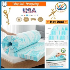 Full 2 Inch Gel Memory Foam Mattress Topper Breathable Cooling CertiPUR-US