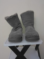 UGG Classic Short Fluff Spill Seam Boots Womens Gray Y2K Bow Back Size 6