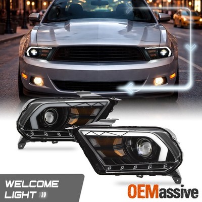 For 2010-2014 Ford Mustang LED Hi-Lo Beam Headlights w/DRL+Greeting Welcome Lamp