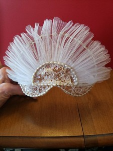 Vintage 1940s/50s Beaded Bridal Headpiece Wedding Veil 40s/50s Crown Tiara