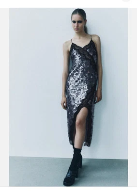 ZARA Sequin Lace Dress Size M - Image 1 of 4