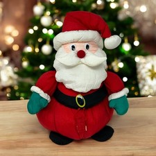 Vintage 90's Santa Claus 11.5" Nylon Parachute Christmas Plush Hidden Basket