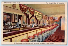 1906 Newark New Jersey Postcard Rusty's Long Bar Broadway Bloomfield Avenue