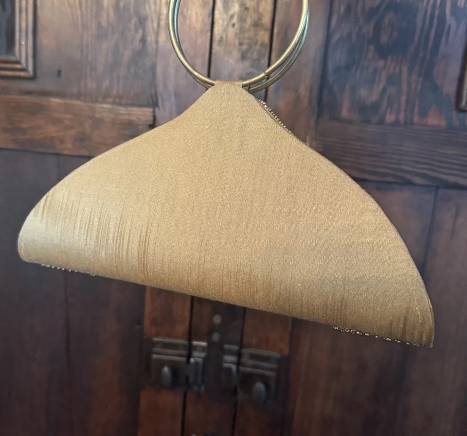 Pulsera vintage años 60 noche bolso con cuentas mini micro monedero dorado marrón único Foto 4 de 4