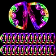 24 Pack LED Light up Tambourines Musical Flashing Tambourine Toys Handheld Pe...