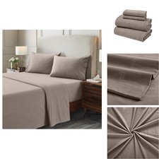 Superior Flannel Brushed Cotton Bed Sheet Set, Twin XL, Grey