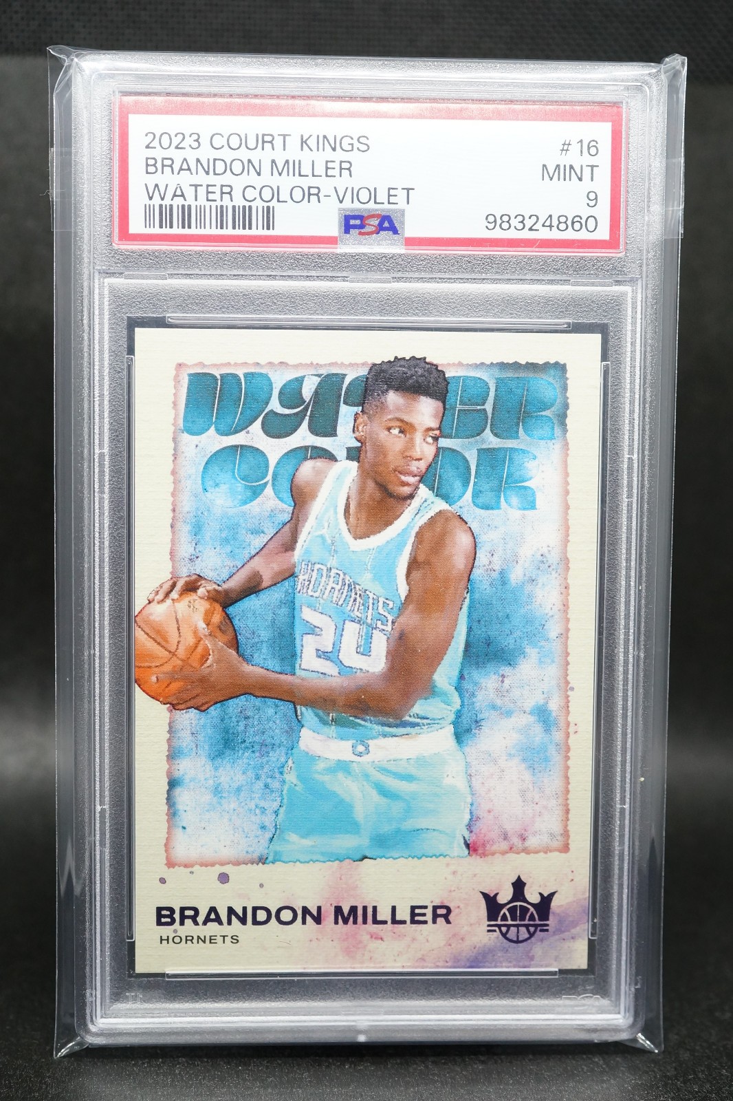 2023-24 Panini Court Kings Brandon Miller 38/49 Water Color Violet Rookie PSA 9