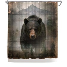 Bear Shower Curtain Mountain Forest Shower Curtains Rustic Cabin Bathroom Dec...