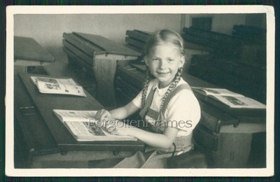 Foto hübsche Mädchen BDM Zöpfe Schule SWEET PIGTAIL GIRL SCHOOL Photo 30s