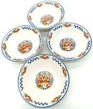 International Tableworks 1995 APPLETIME 8" Rimmed Cereal Bowls ~ 4 Bowls