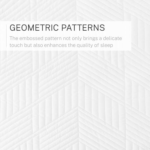  Ultrasonic Twin Quilt Bedding Set, Lightweight White Bedspreads Soft Modern 