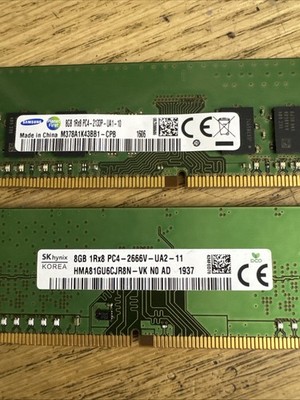 Lot of 2 MIX HYNIX 8GB 1RX8 PC4-2666V-UA2-11-HMA81GU6CJR8N-VK N0