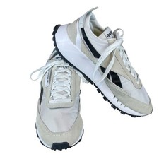 Reebok Classic Nylon Suede Running Shoes Men's 8 White Black Sneakers Retro EUC