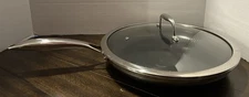 HEXCLAD 12" Hybrid Fry Pan Stainless Steel Non-Stick Frying Pan with Lid (T27)