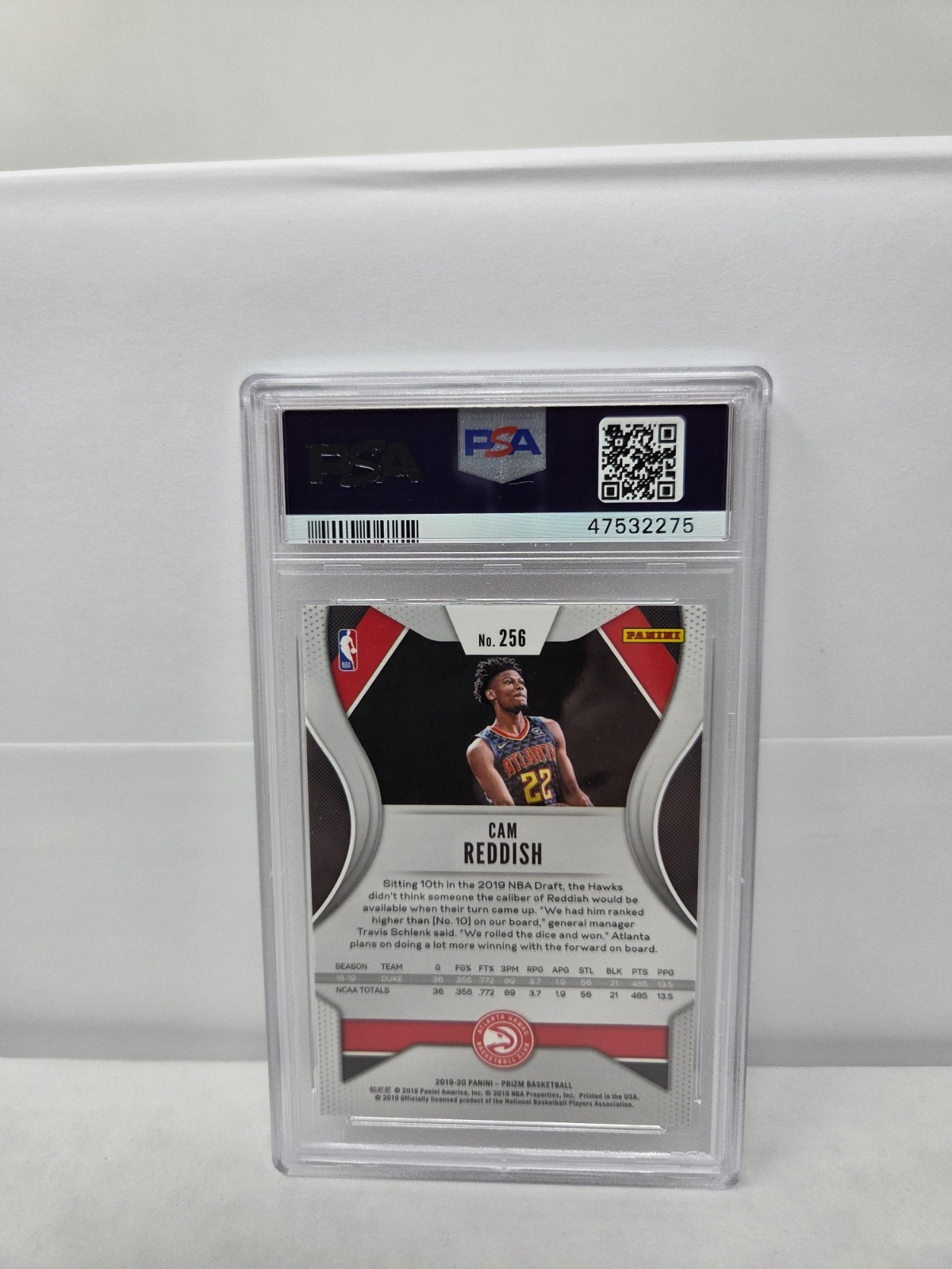 2019 Prizm Clippers - CAM REDDISH Rookie RC Basketball Card PSA 10 GEM MINT view 2