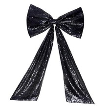 Big Bow Decor Giant Sequin 24x36 Inchs Large Ribbon Tie 24x36 INCHS Balck