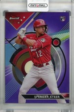 2023 Topps Finest Cincinnati Reds Spencer Steer Base Purple Refractor Rc 089/250