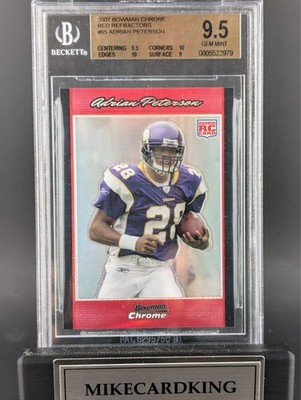 🔥 2007 Bowman Chrome Adrian Peterson Red Refractor /5 RC HOF BGS 9.5 (2×10)