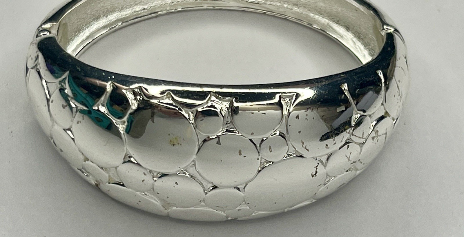 Dome Bangle Braclet In Silvertone. - image 1