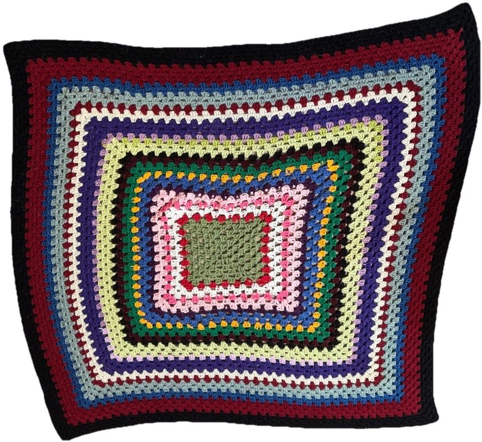 Manta de regazo colorida afgana de ganchillo cuadrada de abuela hecha a mano 51 x 51 arco iris Foto 3 de 3