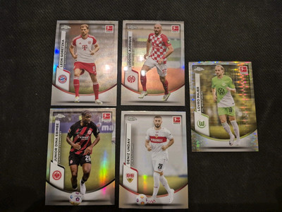 Topps Chrome Bundesliga 2023-24 Refractor 5 Karten Konvolut inkl. Goretzka, Major....