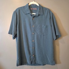 Rei Co-Op Men's Size M Short Sleeve Button Up Shirt Teal Textured