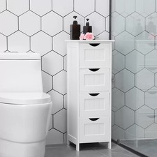 Floor Cabinet Unit Freestanding Bathroom Storage Cupboard w/4 Drawer Organizer