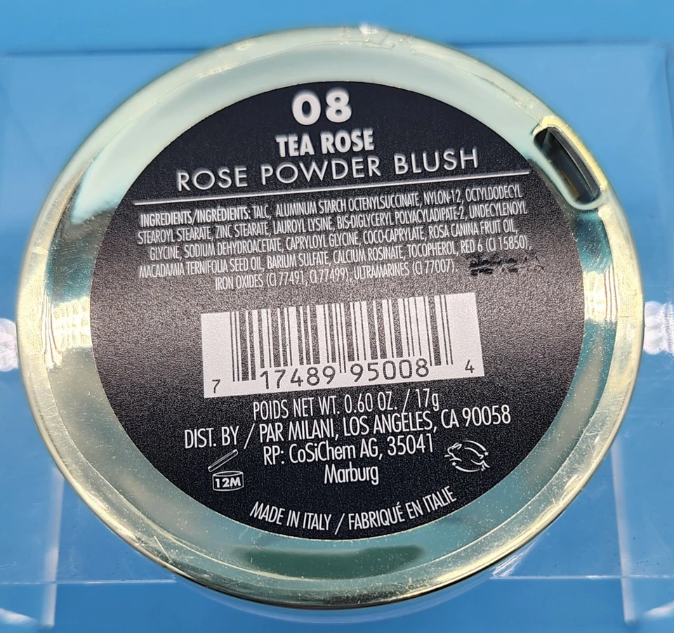 Rubor en polvo Milani Rose 08 rosa de té 0,60 oz/17 g tamaño completo nuevo sellado Foto 2 de 4