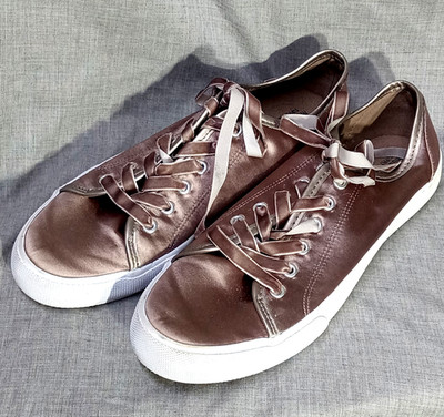 Mossimo Womens Brown Pewter Jena Velvet Lace Sneakers Casual Tennis Shoes Sz 10