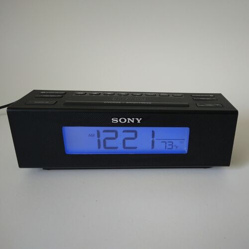Sony Dream Machine ICF-C707 Alarm Clock-Nature Sounds-Black-AM/FM-Tested Works - Picture 1 of 8