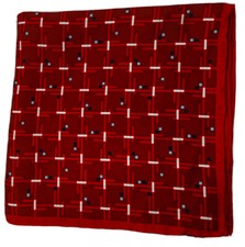 Jos A Bank Mens 15.5 X 15.5  Orange With Blue Accent 100 Silk Pocket Square NWT