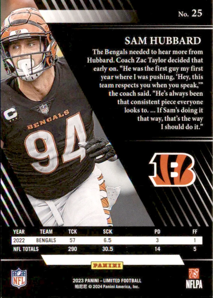 2023 Panini Limited - Sam Hubbard Cincinnati Bengals #25 - Image 2 of 2